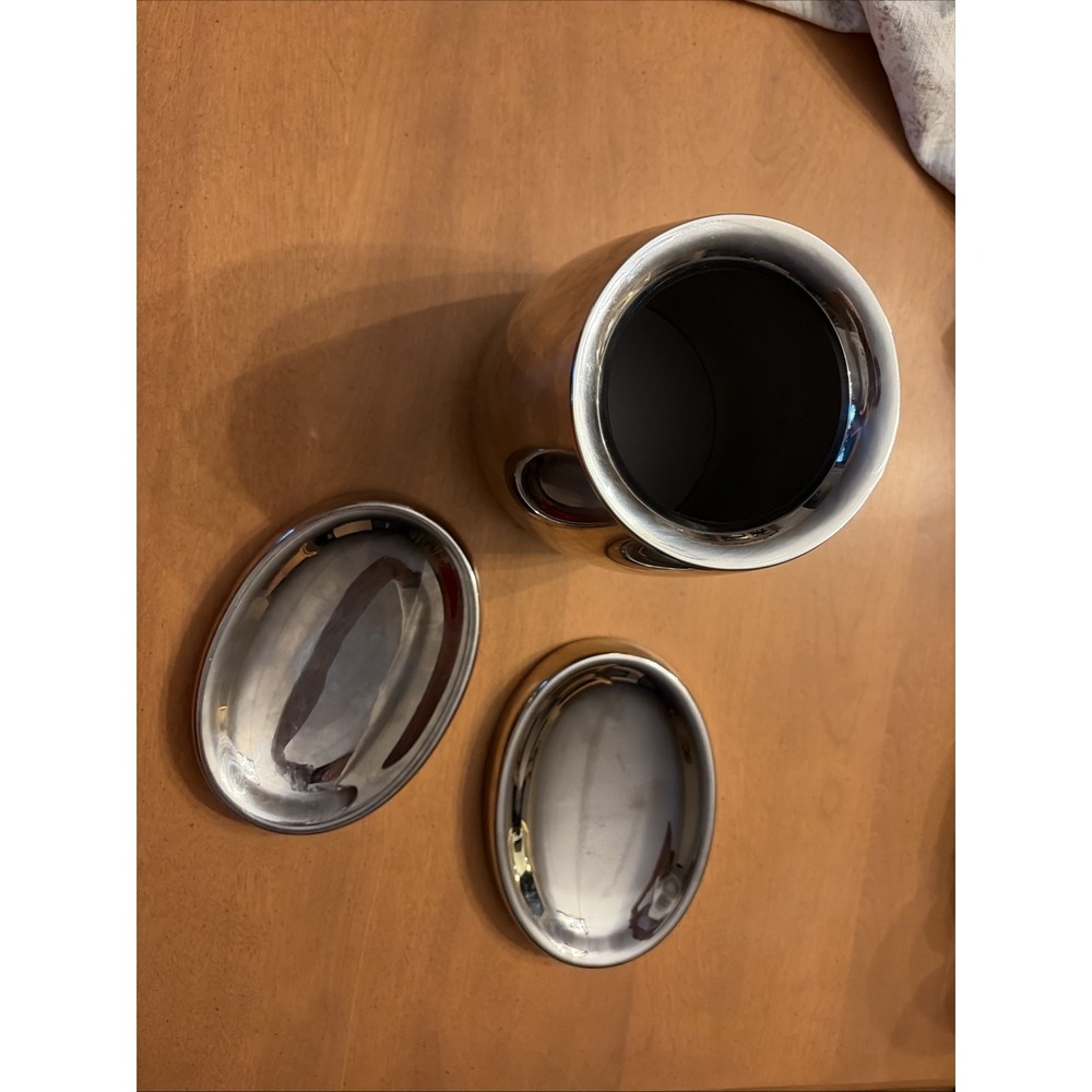 Williams Sonoma Silver Stainless Steel 2 Oval Shape Storage Tray & Bain Marie